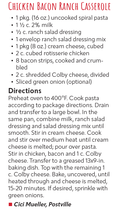 Chicken Bacon Ranch Casserole